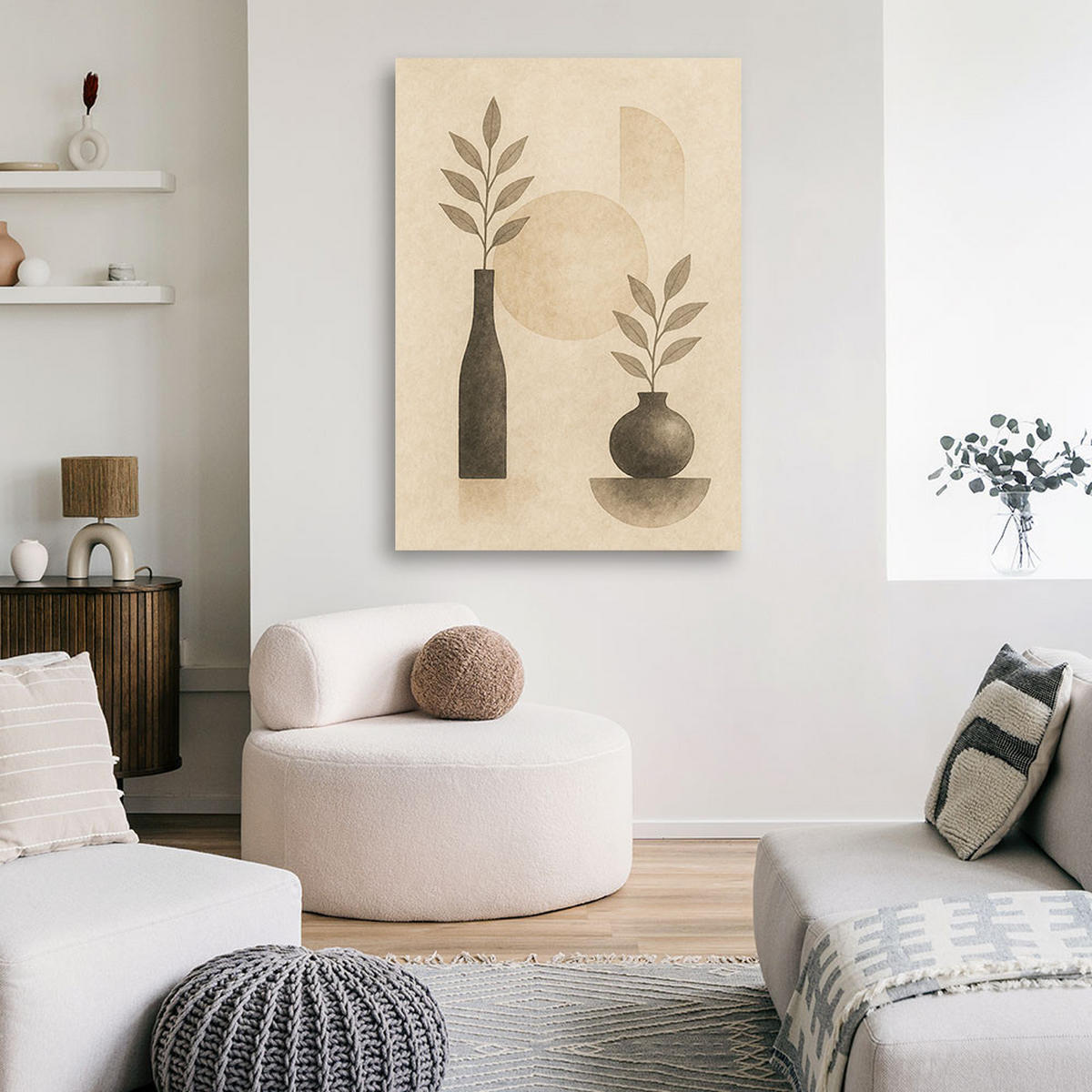 LEINWANDBILD Abstraktion 80x120cm - Beige, Textil (80/120cm) - Feeby