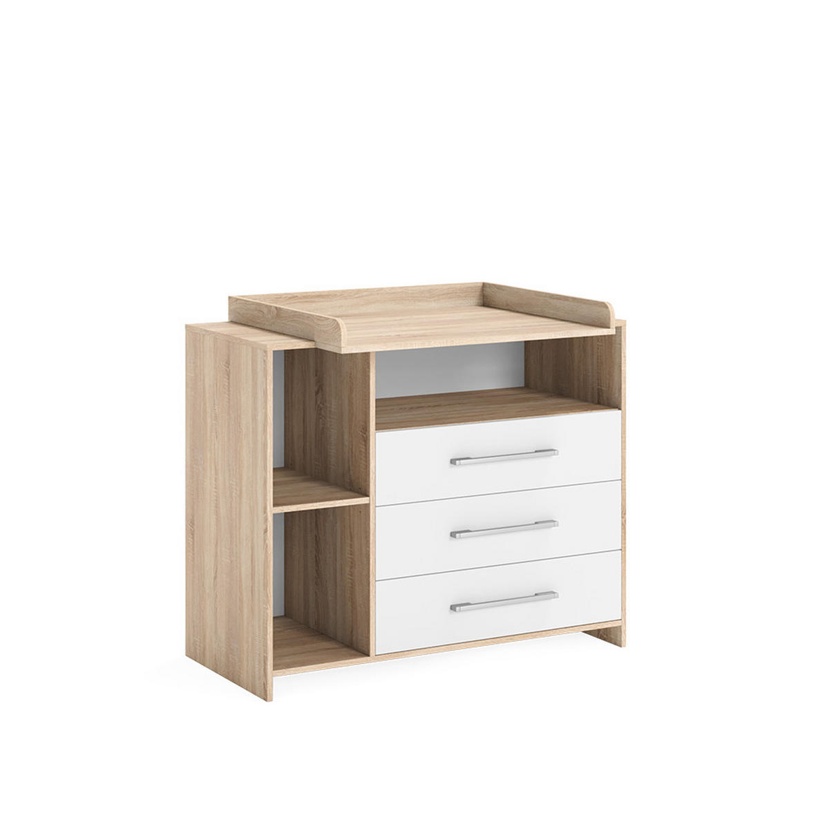 WICKELKOMMODE Oskar Weiß/Sonoma 113 x 100 cm - Weiß/Sonoma Eiche, Holzwerkstoff (113/100/53cm) - Vicco