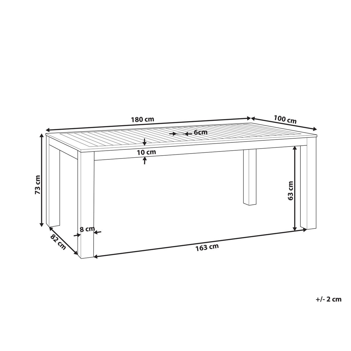 GARTENTISCH Eukalyptusholz dunkel braun 180x100 cm Tuscania - Dunkelbraun, Holz (100/180/73cm) - Beliani