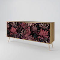 SIDEBOARD FLORAL WHISPER, Eicheneffekt, 164,5x42x77,5 cm, 3 Türen - Eichefarben/Buchefarben, Holzwerkstoff/Buchenholz (164.5/77.5/42cm) - SpaceRebels