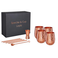 KUPFERBECHER, Cocktailbecher LAYLA 4er Set Moscow Mule 470ml + Zubehör - Kupferfarben, Paraffin (8/11/11cm) - Specter & Cup