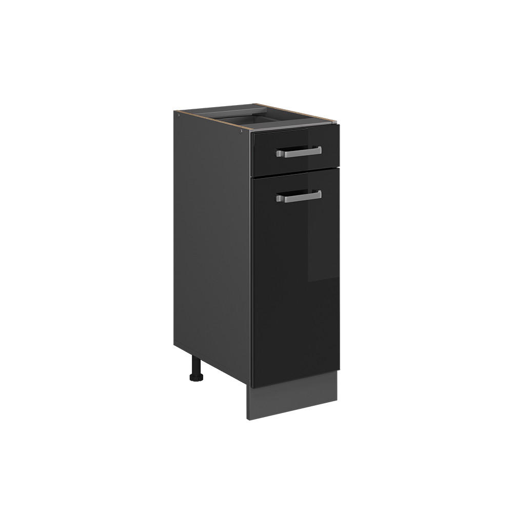 KÜCHENUNTERSCHRANK R-Line Schwarz Hochglanz 30 cm ohne AP - Schwarz Hochglanz/Anthrazit, Holzwerkstoff (30/81.6/46cm) - Vicco