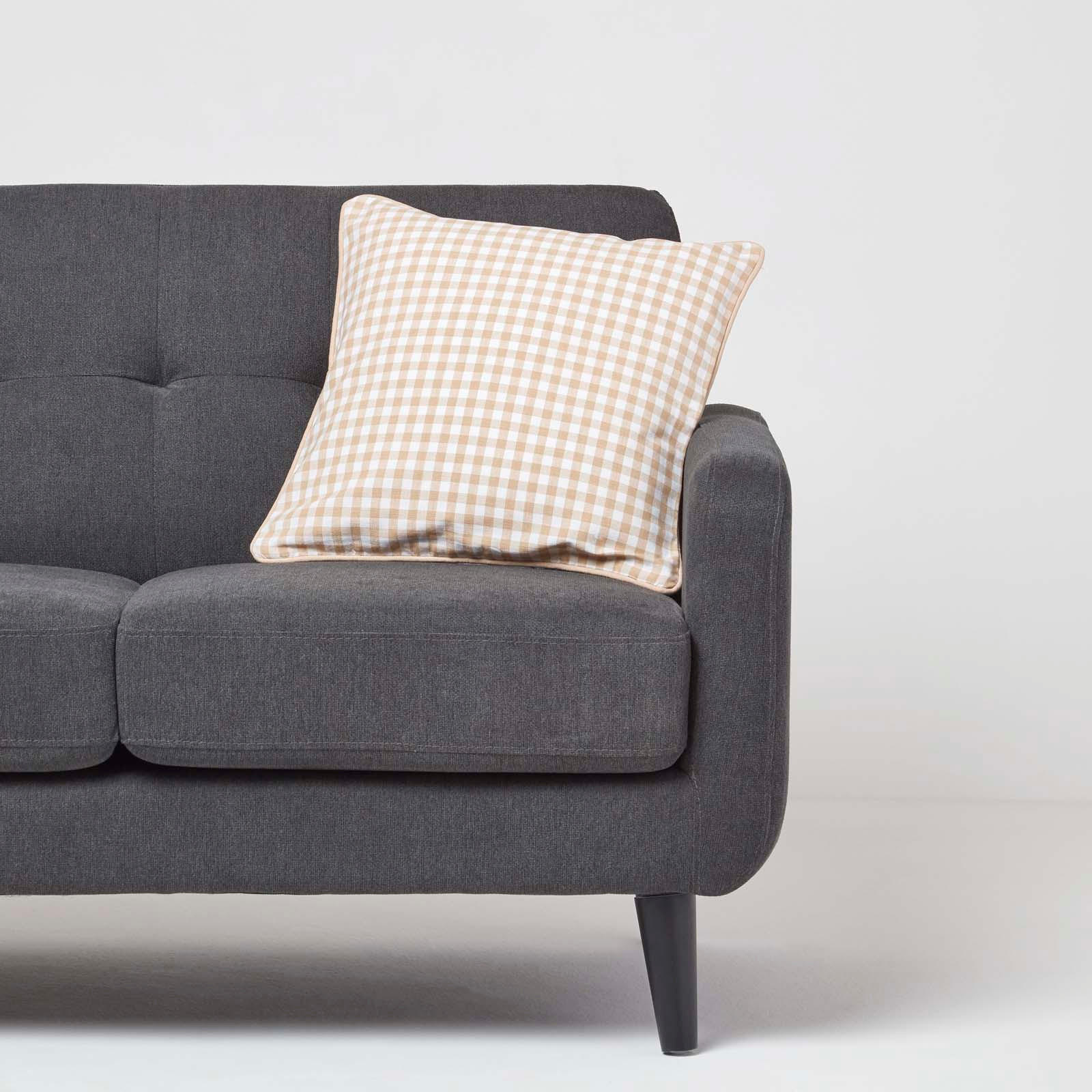 KISSENHÜLLE Vichy-Karo 45/45 cm, 100% Baumwolle - Beige, Textil (45/45cm) - Homescapes