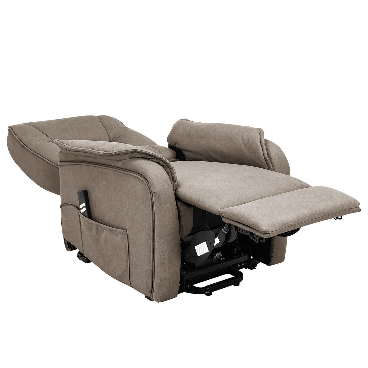 FERNSEHSESSEL mit Aufstehhilfe - Taupe - Microfaser - Taupe, Textil/Metall (77/113/87cm) - home24