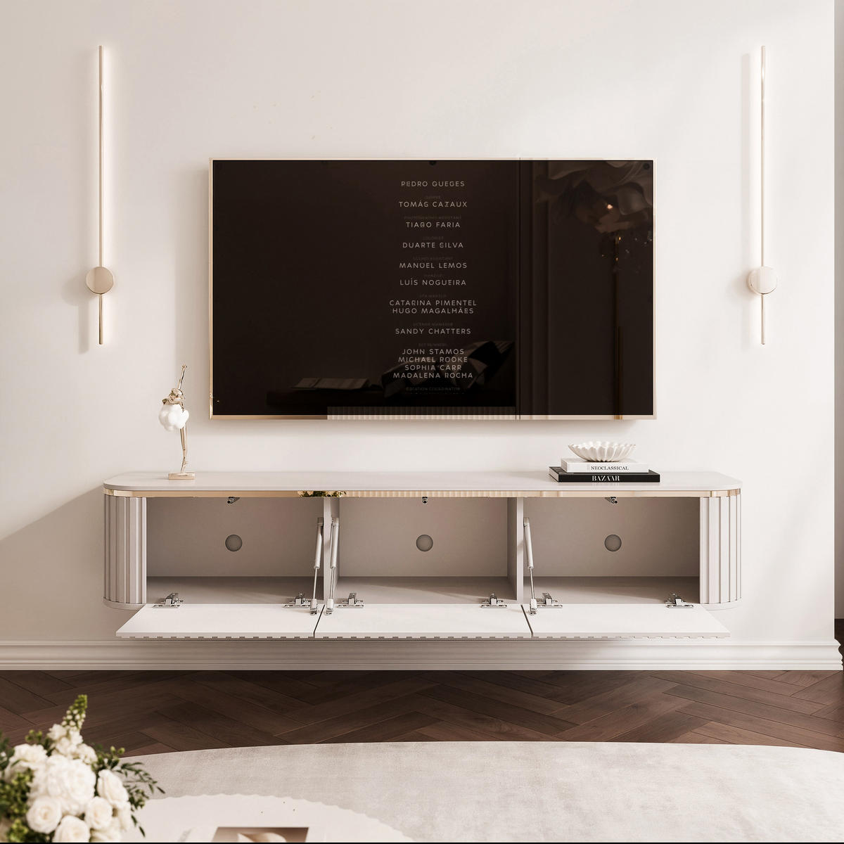 TV-LOWBOARD AZELIA Kaschmir hängend mit LED-Beleuchtung 165 cm - Kaschmir, Holzwerkstoff (165/31/35cm) - Idohome