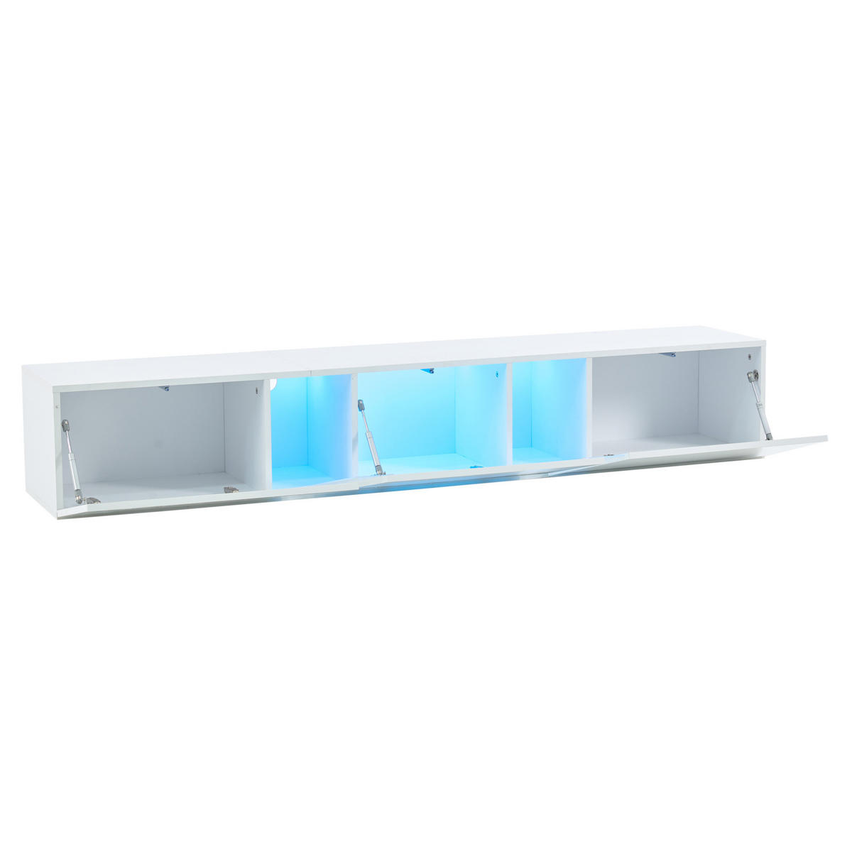 TV-SCHRANK wandmontiert 180 x 35 x 30 cm Hochglanz Weiß mit LED - Weiß, Holzwerkstoff (35/30/180cm) - Beauniv