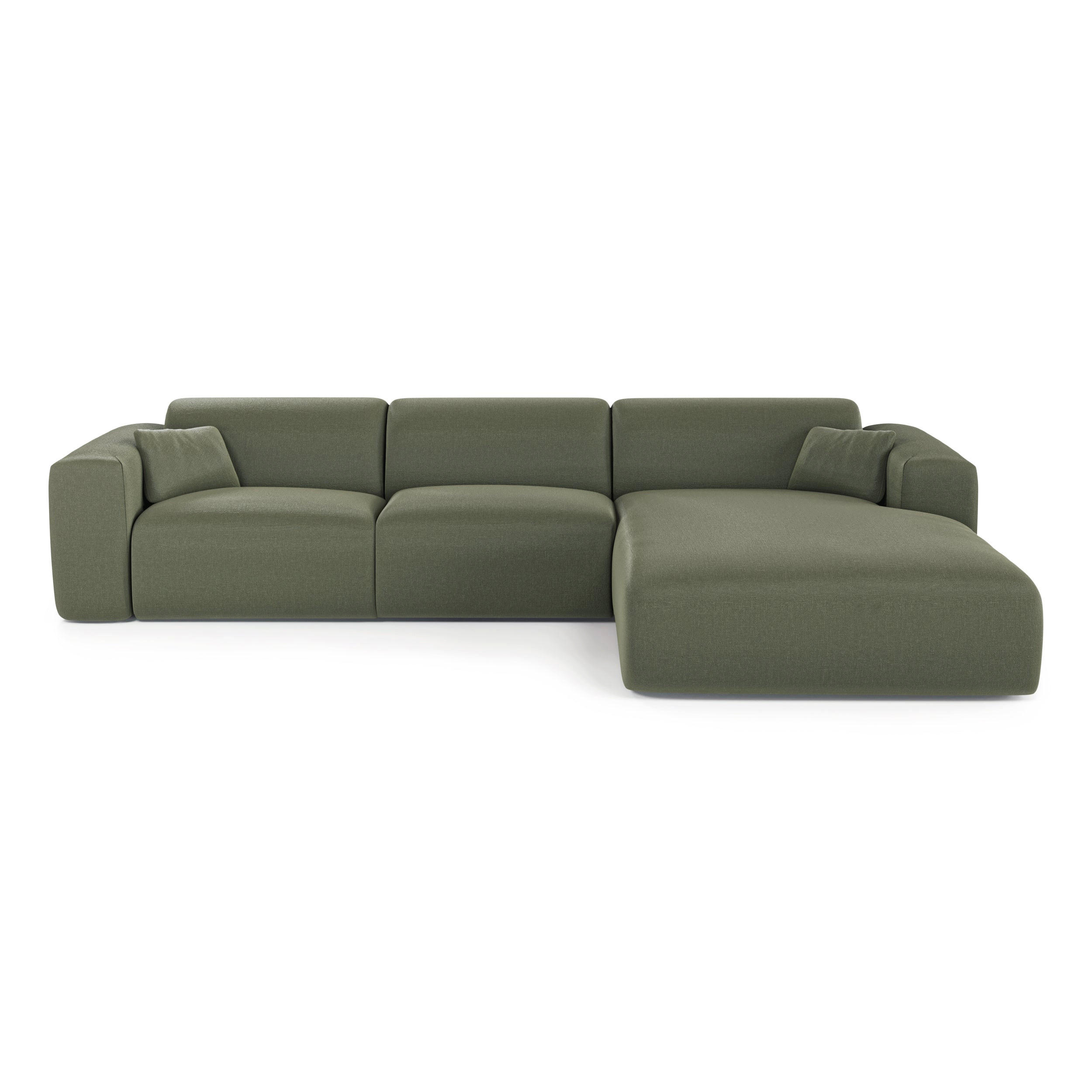 ECKSOFA RECHTS SCHLAFSOFA Rastergewebe Olivgrün 280cm - Olivgrün, Textil (280/165cm) - Sia Home