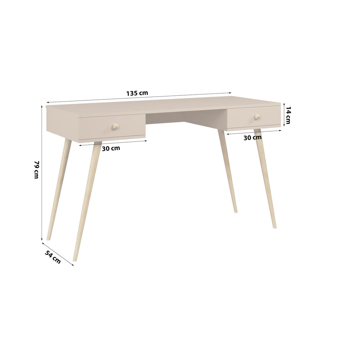 SCHREIBTISCH Laptoptisch Febog MACCHIATO - Hellbraun, Holz (54/135/79cm) - Fedve