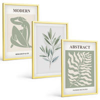 BILDER SET 3er Set - 40x60 cm Goldrahmen - Matisse Aquarell Boho-Design - Goldfarben, Kunststoff (40/60cm) - TULUP