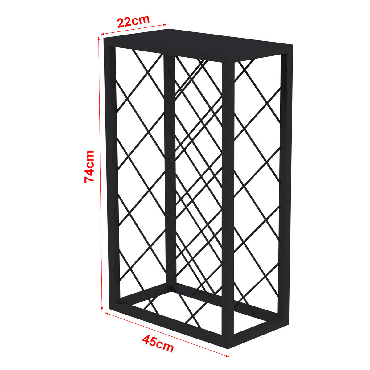WEINREGAL Amasia - Schwarz, Metall (45/74/22cm) - [en.casa]