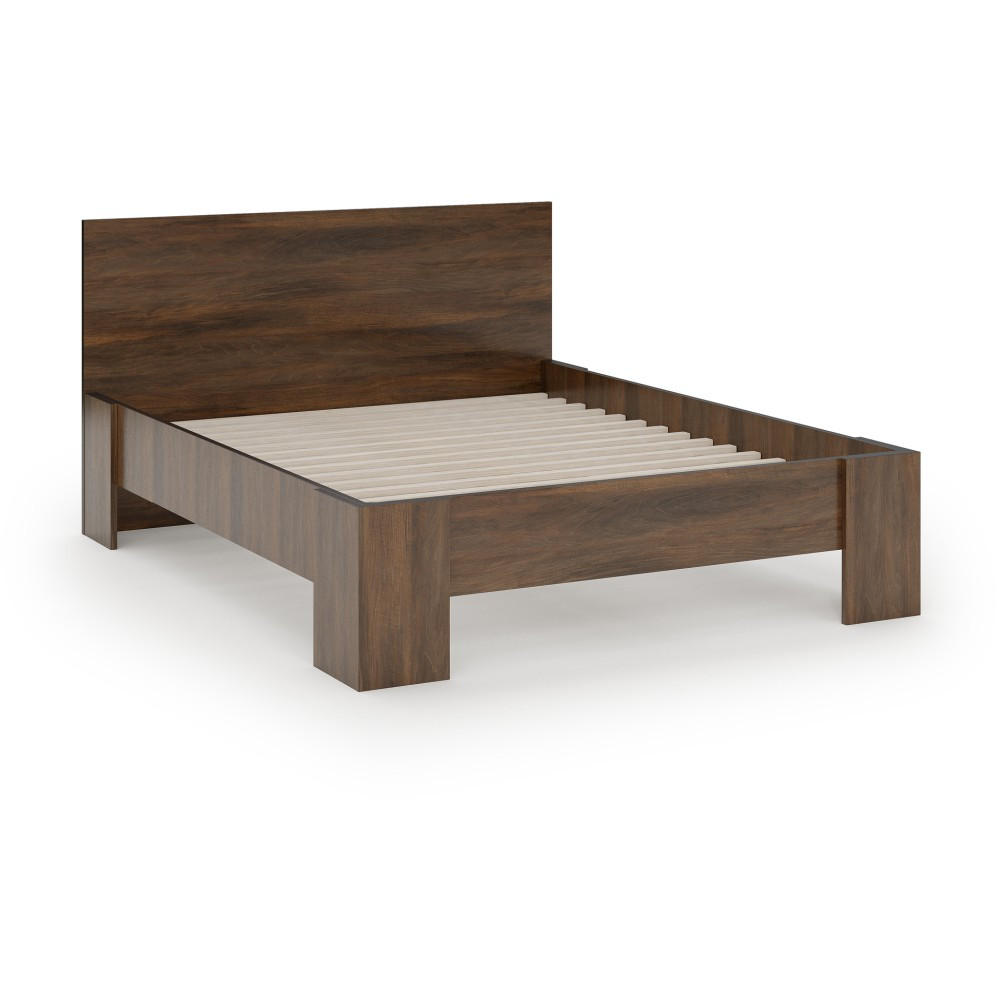 BETT Felia ohne Matratze, 160x200 cm - Walnussfarben/Schwarz, Holzwerkstoff (160/200cm) - Beautysofa