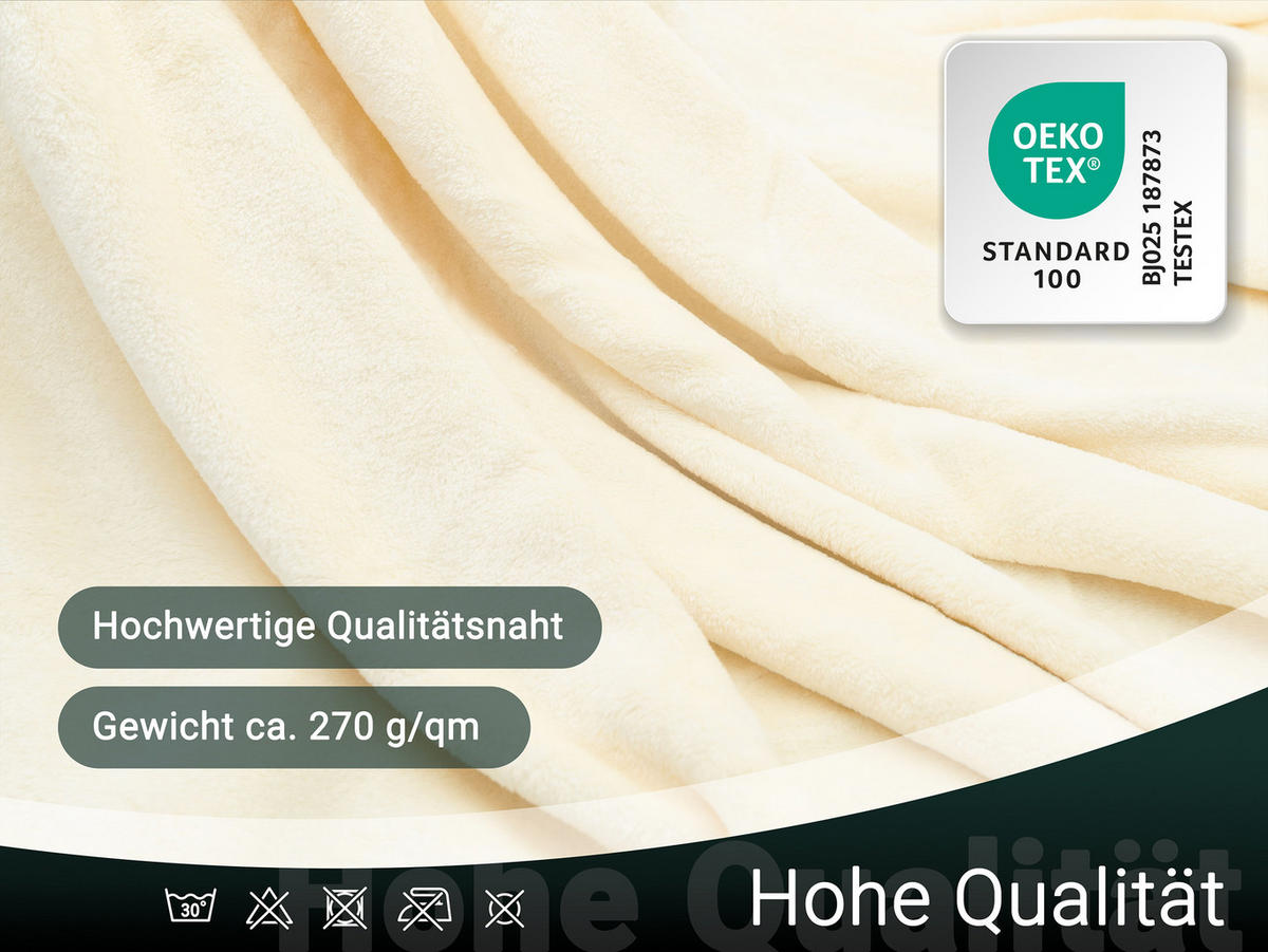 KUSCHELDECKE, 150x200 cm, 100% Polyester, Weiß - Creme, Textil (150/200cm) - Zollner