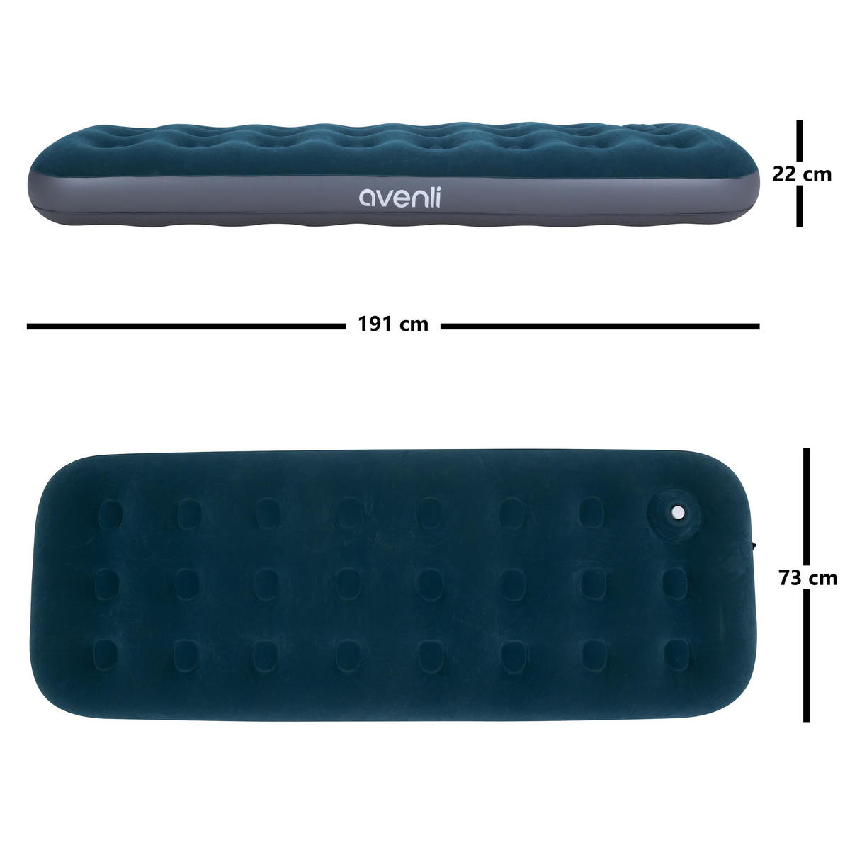 LUFTBETT Luftmatratze Camping 1 Person 191x73x22cm blau aufblasbar mit Fußpumpe - Blau, Kunststoff (73/191cm) - Avenli