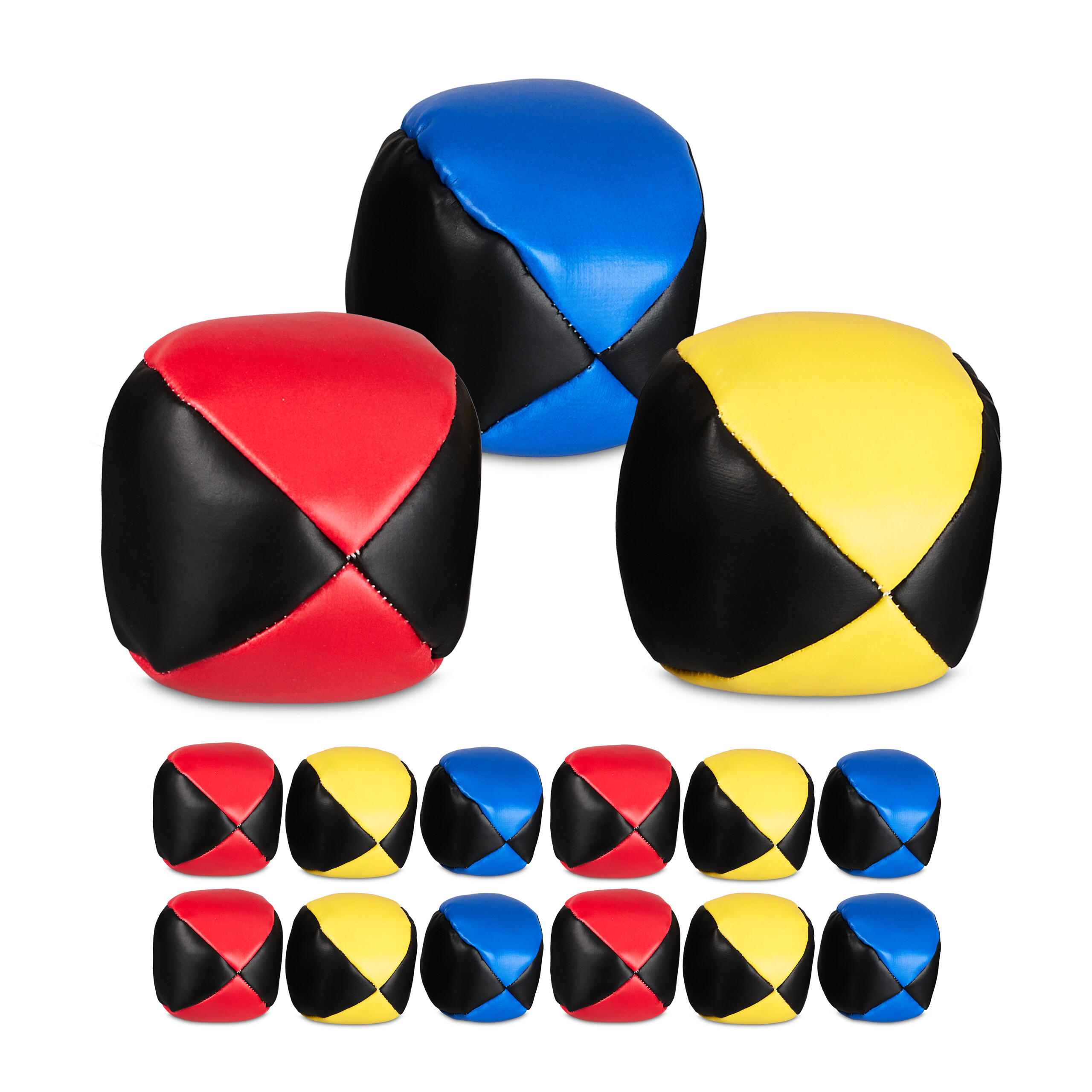 15XŽONGLOVACÍ míčky - různobarevná, plast/přírodní materiály (6.5/6.5cm) - Relaxdays