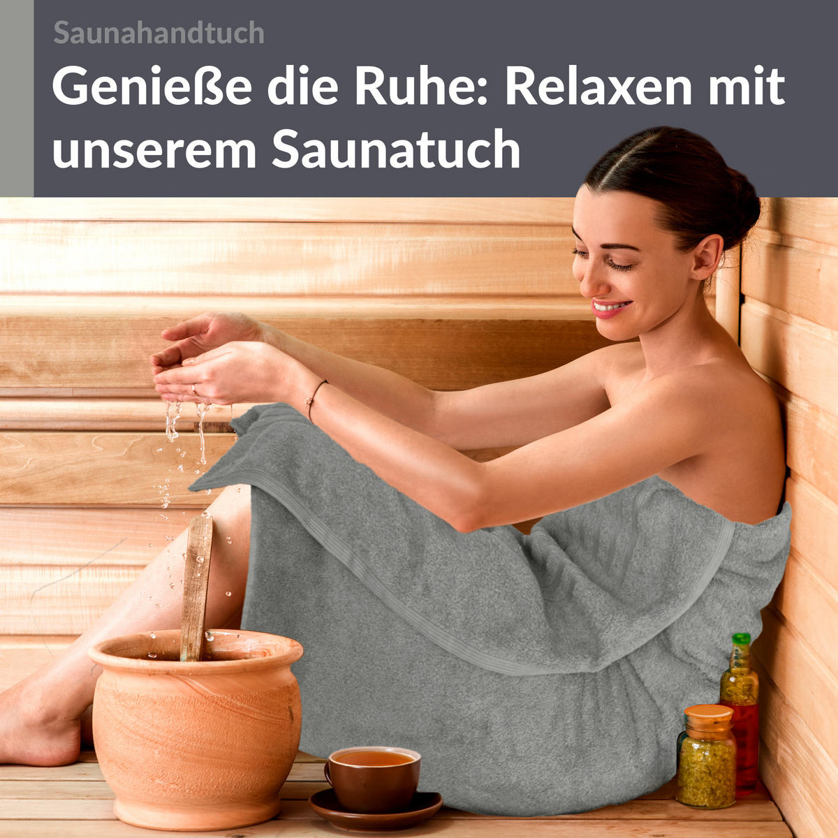 BADETUCH London Stein Grau 100x200 cm - Grau, Textil (100/200cm) - Lashuma