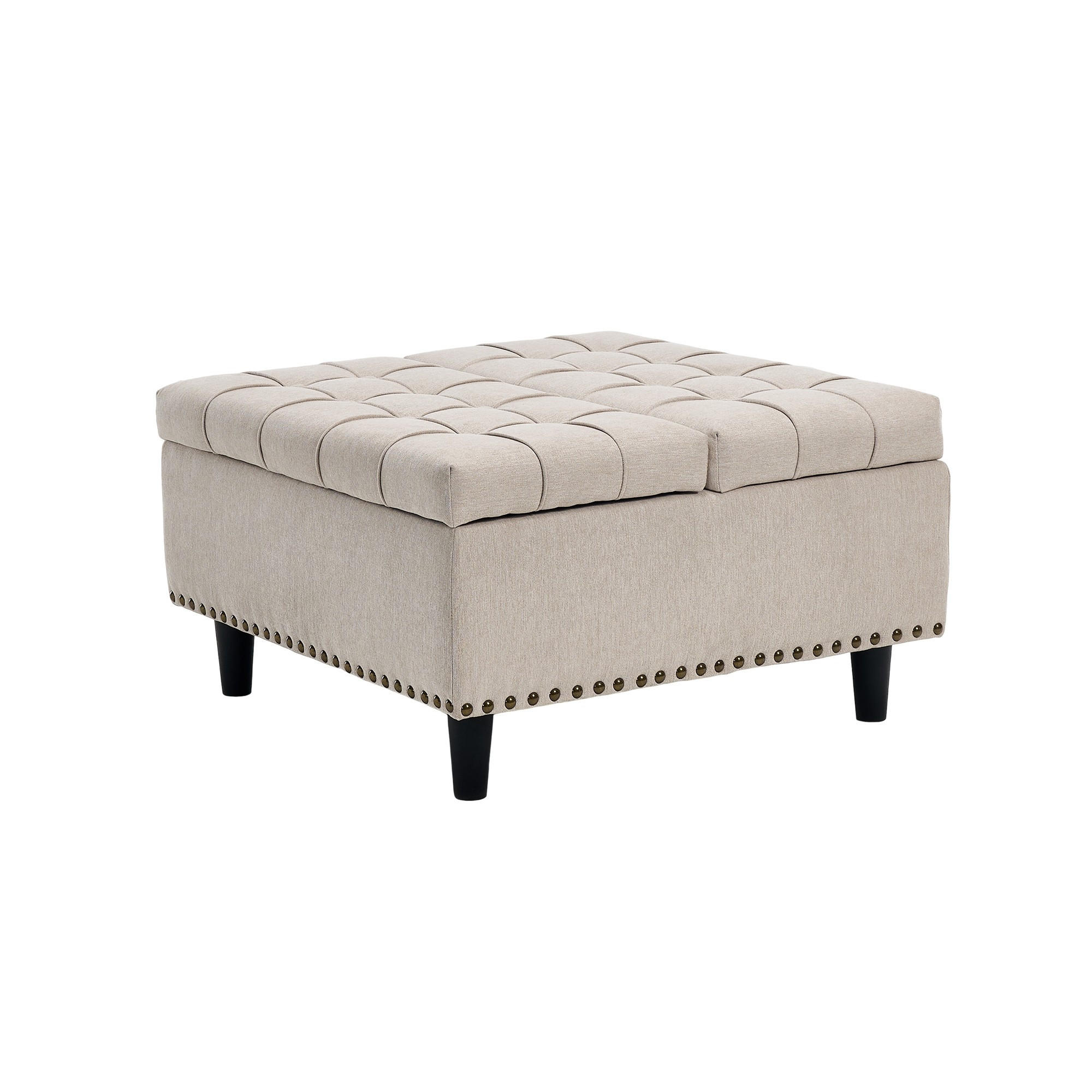 HOCKER Couchtisch,Aufbewahrungsstuhl,höhenverstellbar,Leinen,Beige - Beige, Metall (75/41/75cm) - LVHOM