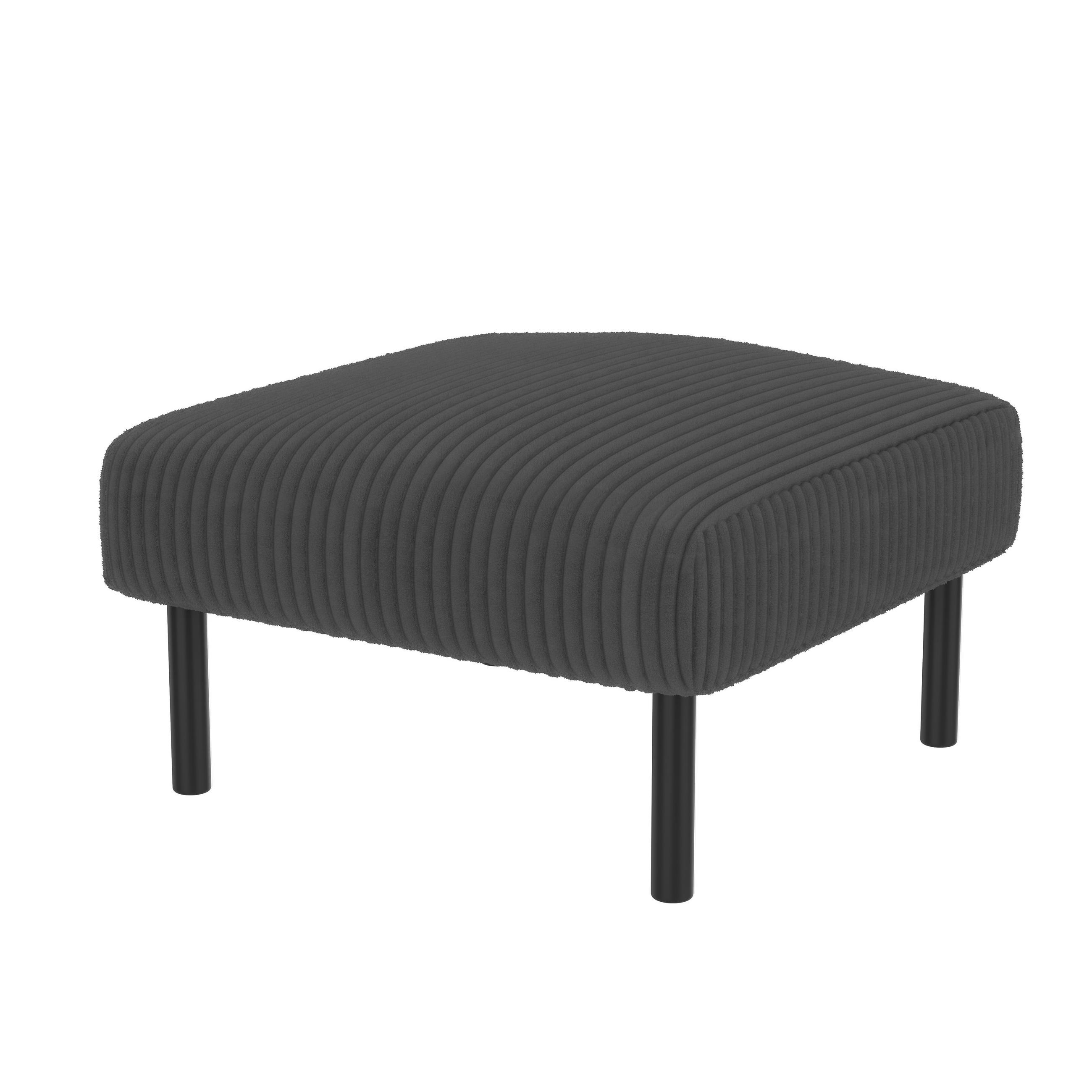 HOCKER Cord Grau mit Metallgestell - Grau, Textil/Metall (56/39/51cm) - WISHDOR