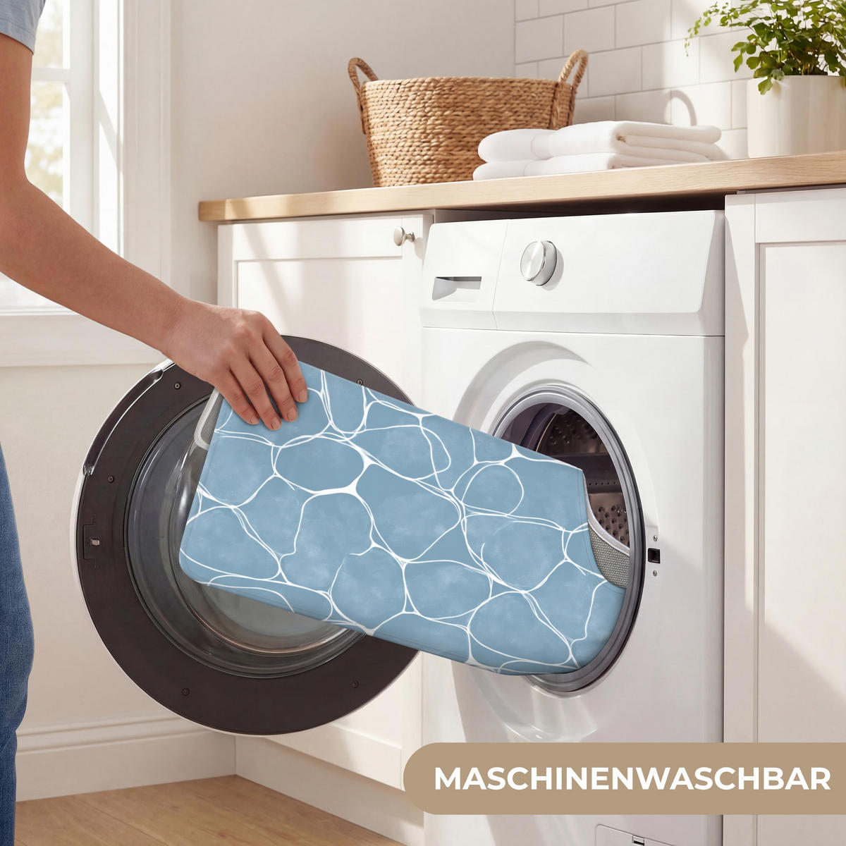 WC PŘEDLOŽKA Organic - vzor - modrá 55x60 cm - světle modrá, textil/plast (55/1cm) - OnlyWow