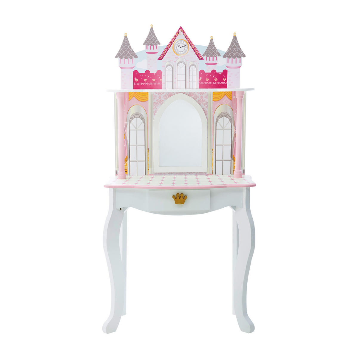 KINDER-SCHMINKTISCH mit Spiegel und Hocker, Weiß, 118cm - Weiß, Holzwerkstoff (32/118/60cm) - Teamson Kids