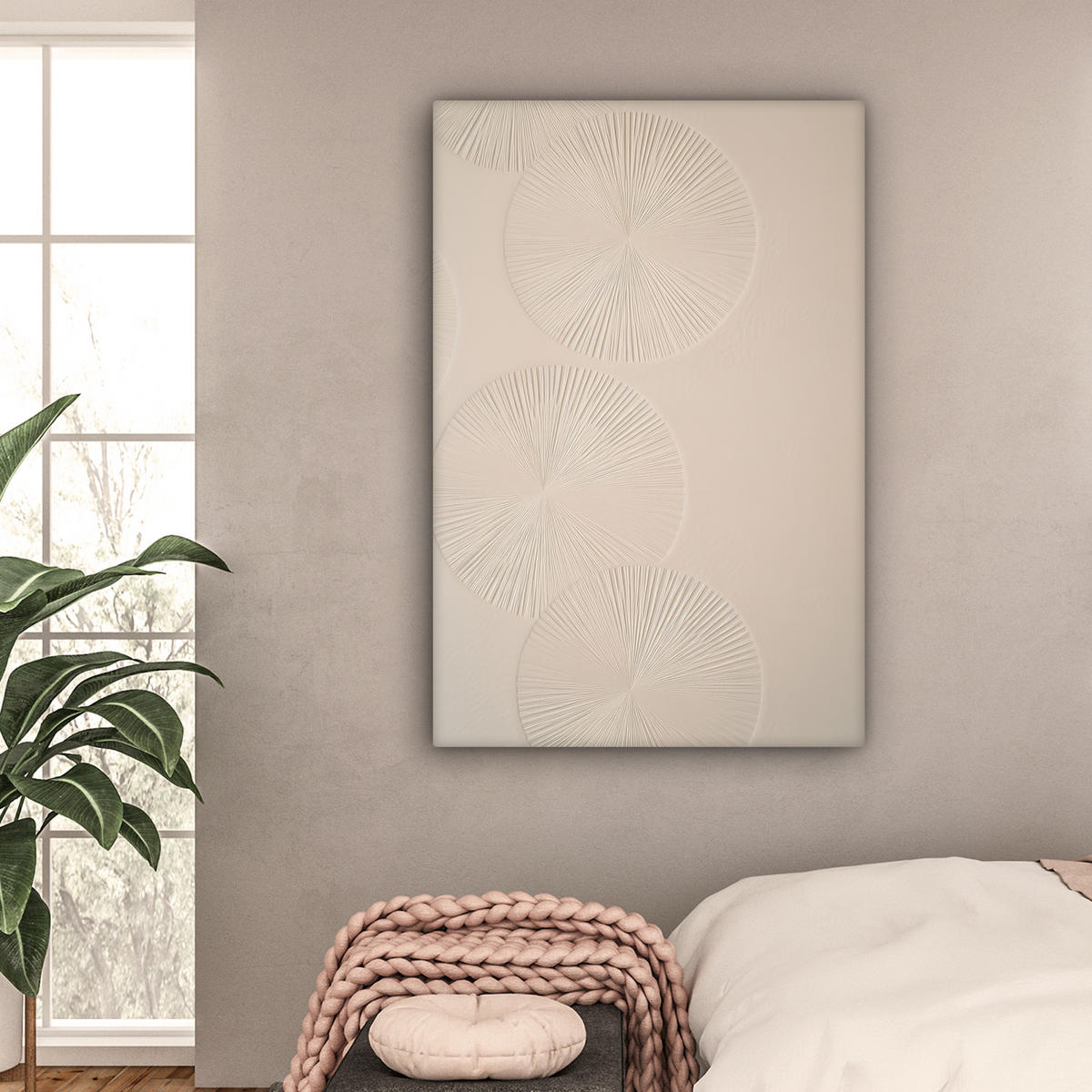 LEINWANDBILD Japandi - Beige - Modern Deko Groß 90x140 cm - Ecru, Textil (90/140cm) - MuchoWow