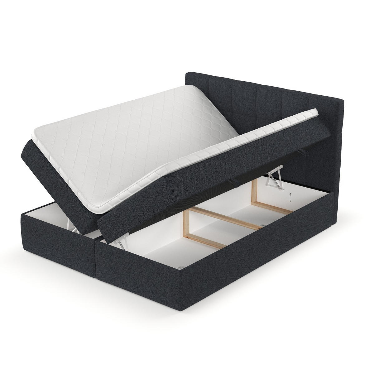 POSTEL BOXSPRING VARENO 200/200 Antracitová - černá/antracitová, kov/dřevo (200/200cm) - AltaBeds