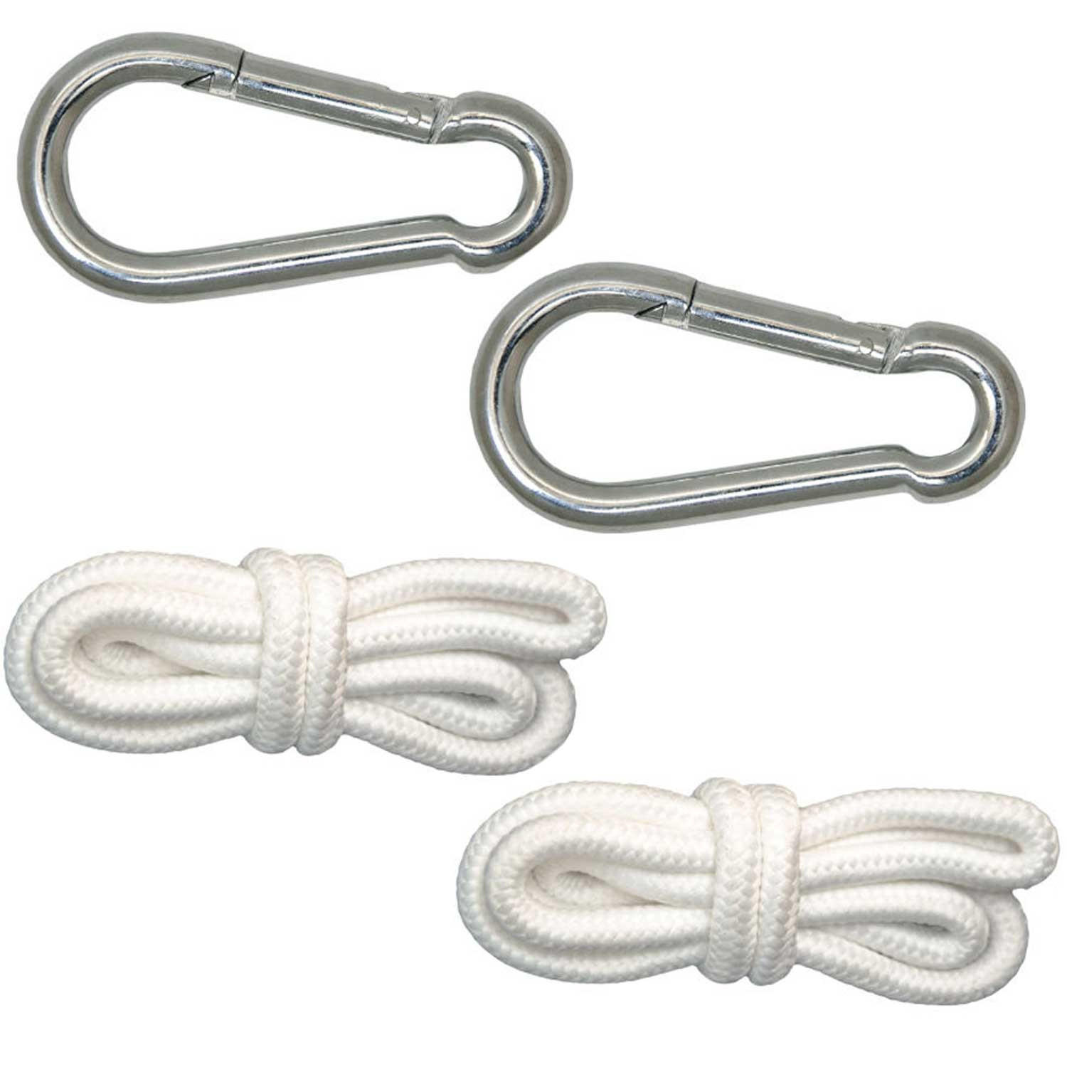 HÄNGEMATTEN Befestigung Kenichi bis 160kg - mit Karabiner und Seilen - Weiß, Kunststoff (220cm) - Amanka