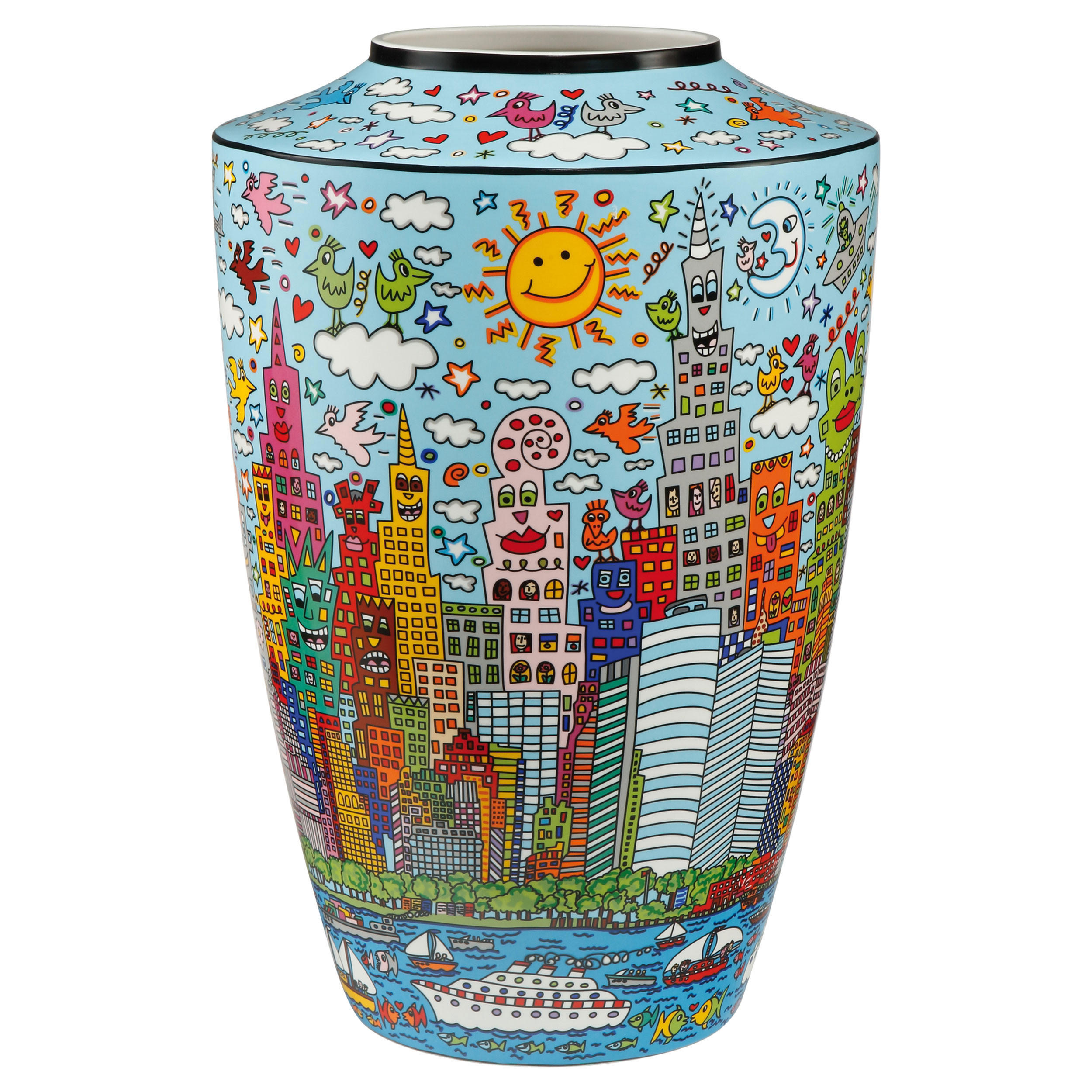 VASE James Rizzi - My New York City Day 41 cm - Multicolor, Keramik (41cm) - Goebel