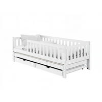 KINDERBETT mit Ausziehbett und zwei Schubladen 80x180 in weiß - Weiß, Holz - Kids Collective
