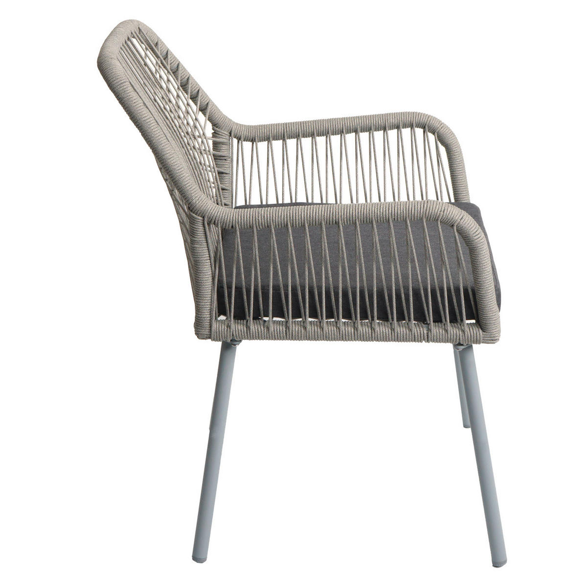 GARTENSTUHL 2er-Set 81x54x62cm Aluminium Seilgeflecht Rope Grau - Dunkelgrau, Metall (54/81/62cm) - PROREGAL