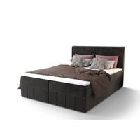 BOXBETT BAHAMA 200x200, mit Matratze H3 und Topper, Monolith 97 - Dunkelgrau, Holz/Kunststoff (200/200cm) - Bedante