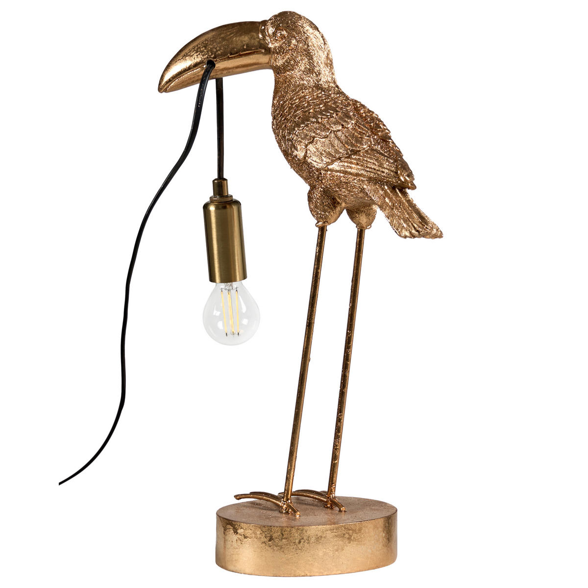 TISCHLAMPE Tukan Gold Aracari - Messingfarben/Goldfarben, Kunststoff (15/24/42cm) - Beliani