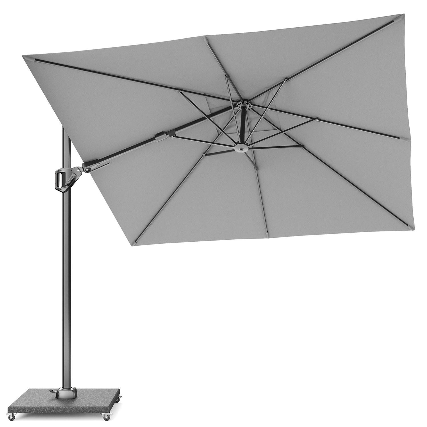AMPELSCHIRM quadratisch 2.7 x 2.7 m Voyager T² Basic 360° kippbar hellgrau/anthrazit - Hellgrau, Metall (270/270cm) - Platinum