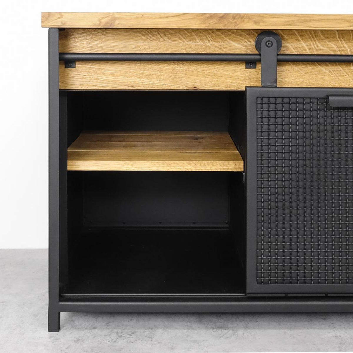 TV-SCHRANK aus Massivholz STRONG 2 - Honigeiche/Schwarz, Holz (150/60/45cm) - Seart