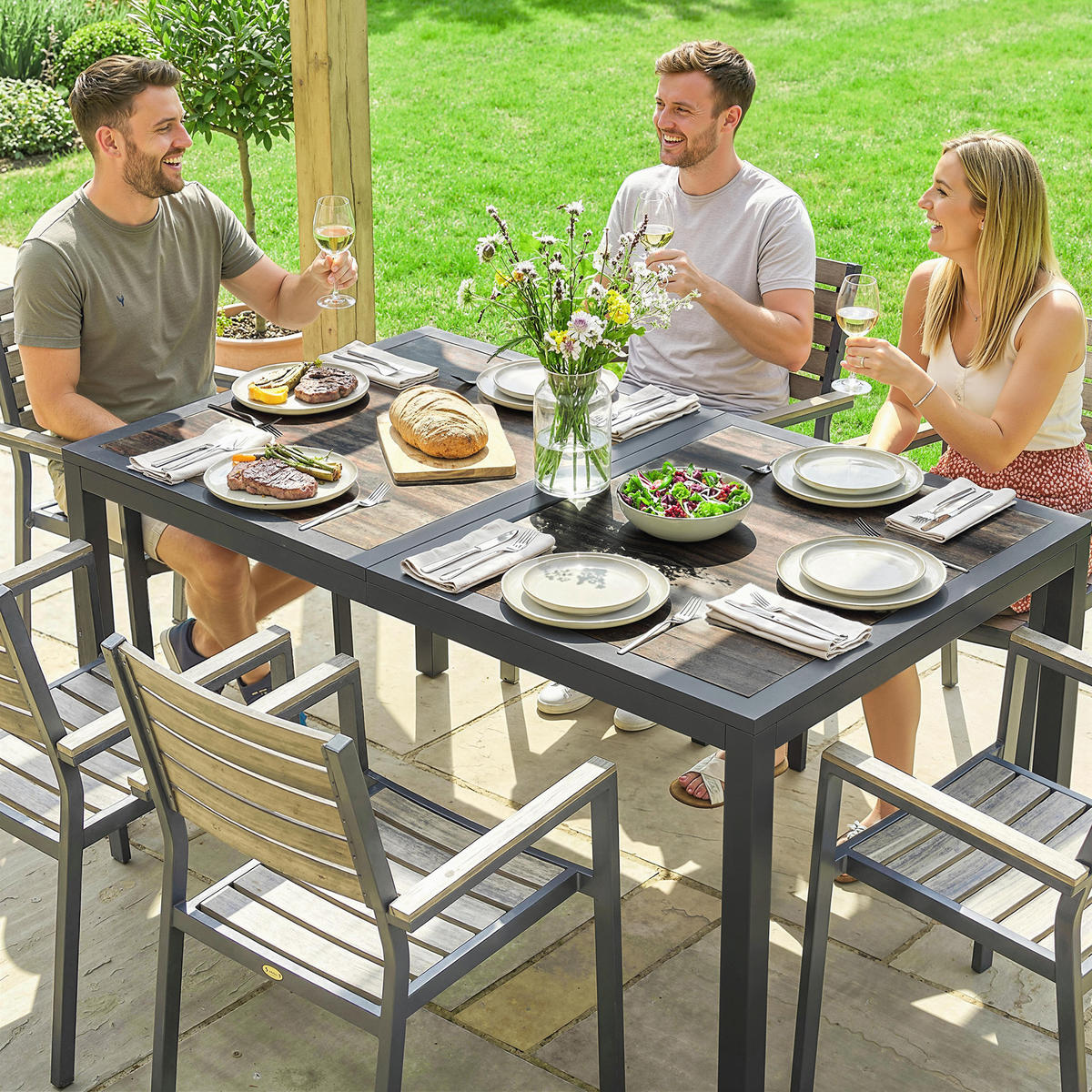 GARTENTISCH DE-14229 140x80 cm Dunkelgrau - Dunkelgrau, Metall (140/80/72cm) - ComfortXL