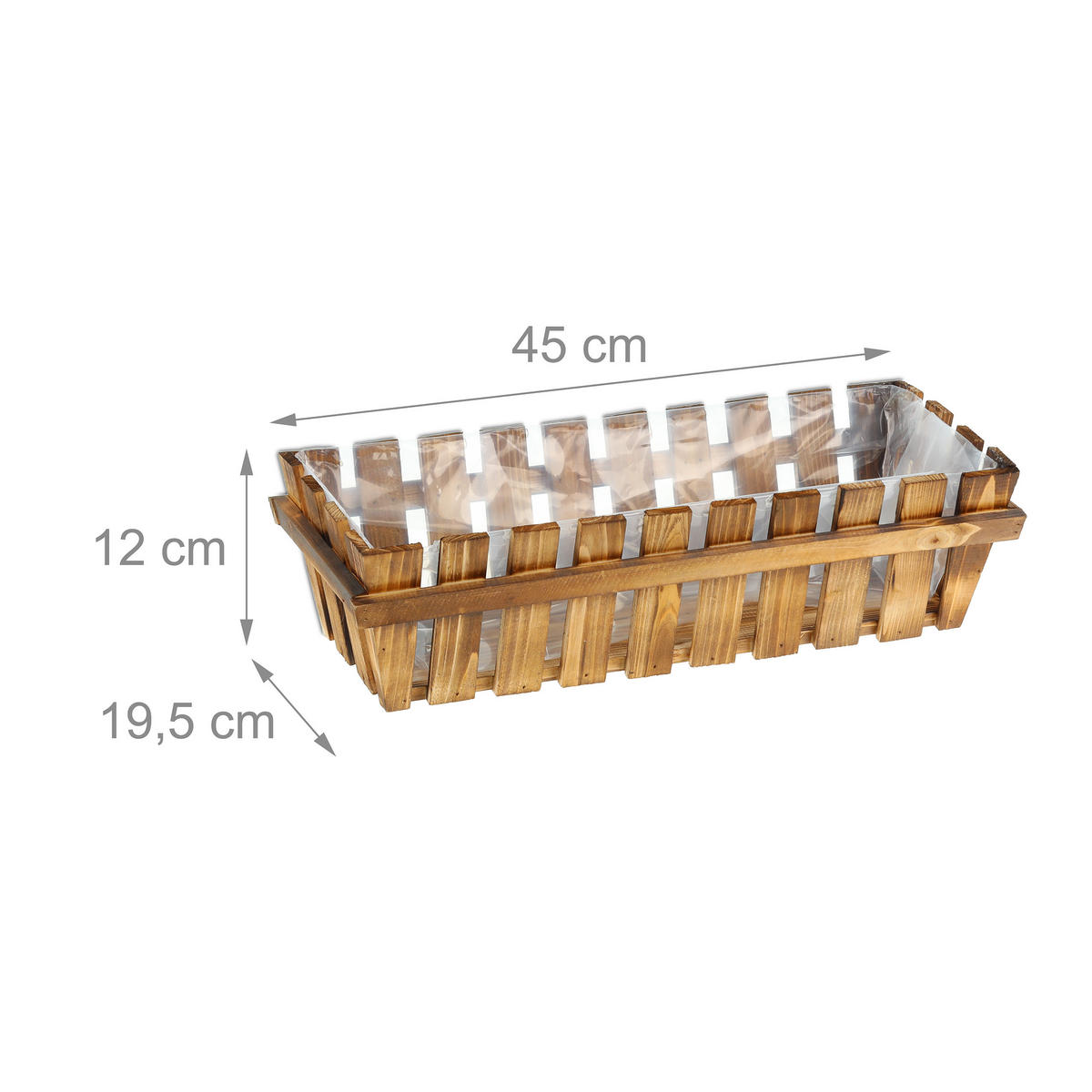 3XBLUMENKASTEN - Braun, Holz/Kunststoff (45/12/19.5cm) - Relaxdays