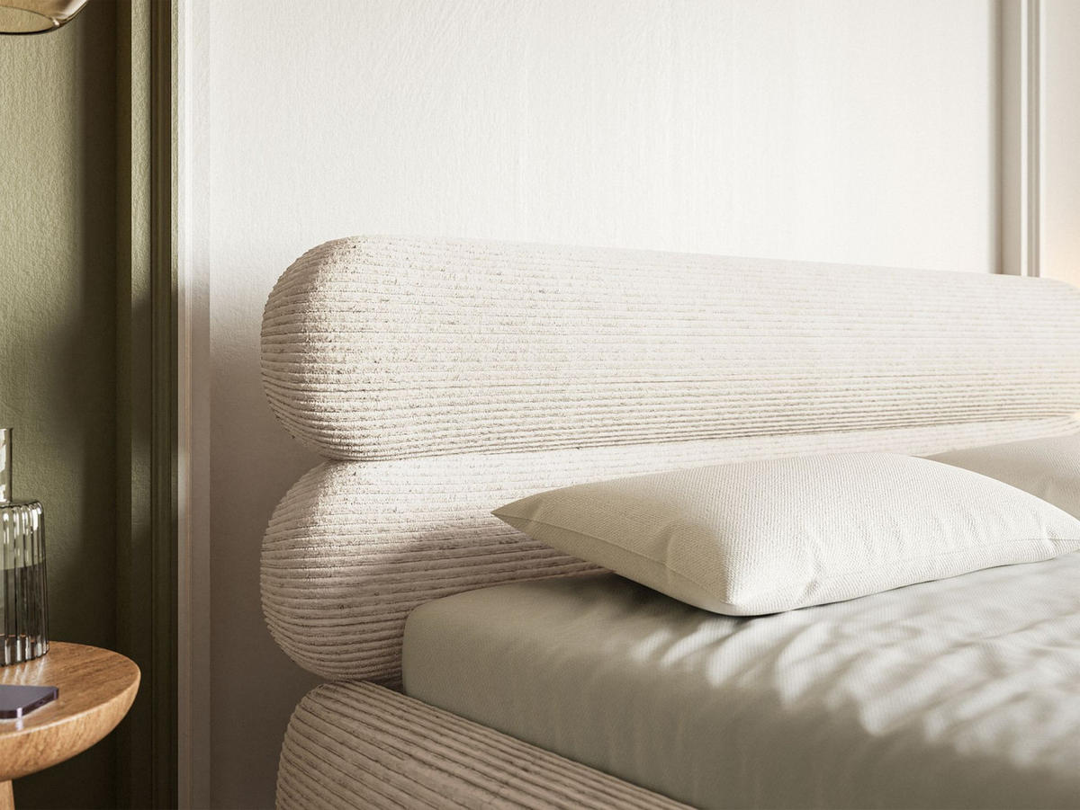 POLSTERBETT Roule Cord Hellbeige 140x200 cm - Ecru/Goldfarben, Textil/Metall (140/200cm) - Selsey