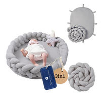 BABYNEST Baby Nest Nestchen Bettnest Reisebett XL mit Bettschlange 3tlg. mit Krabbeldecke - Grau, Textil (60/90cm) - nordic coast company