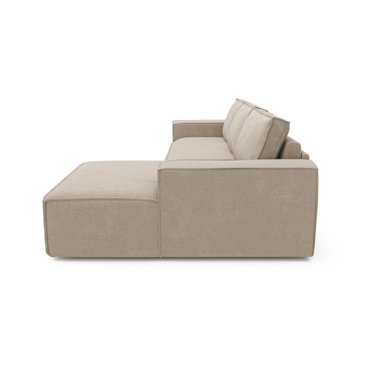 ECKSOFA RECHTS Samt Beige 302cm - Beige, Textil (302/165cm) - Sia Home