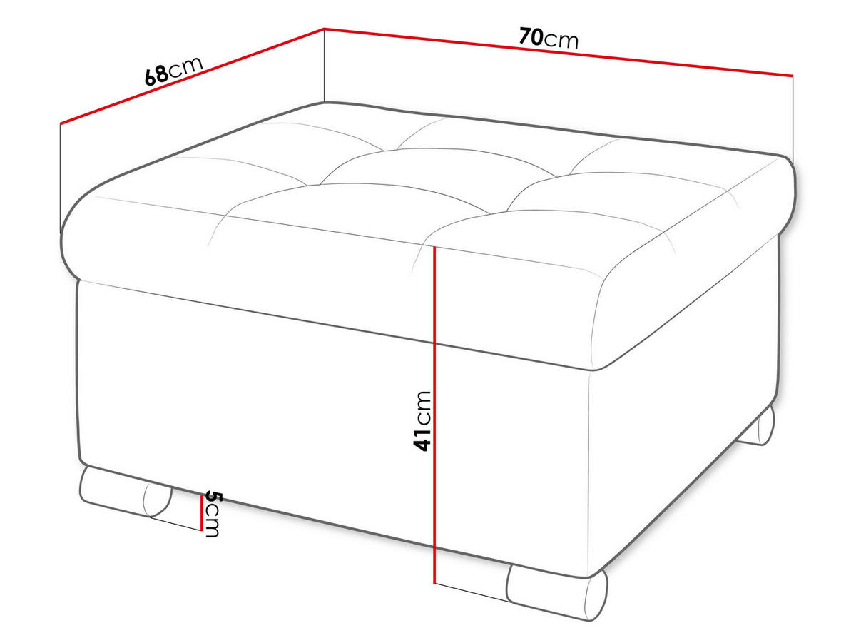 POLSTERHOCKER Niko Klein - Silberfarben/Hellgrau, Holz/Textil (70/41/68cm) - MIRJAN24