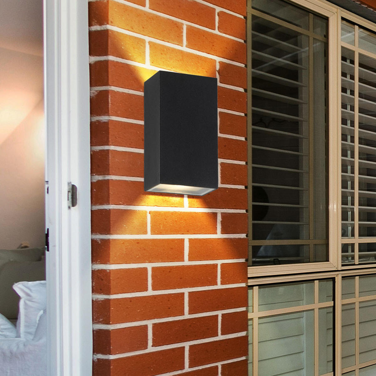 LED AUSSEN-WANDLEUCHTE Aluminium Schwarz - Schwarz, Glas (9/16.2/6cm) - SearchLight