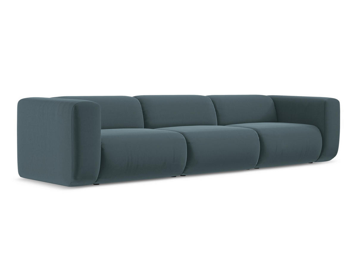 4-SITZER-SOFA Samt Stoff Blau - Blau/Petrol, Kunststoff/Textil (319/70/89cm) - Makamii