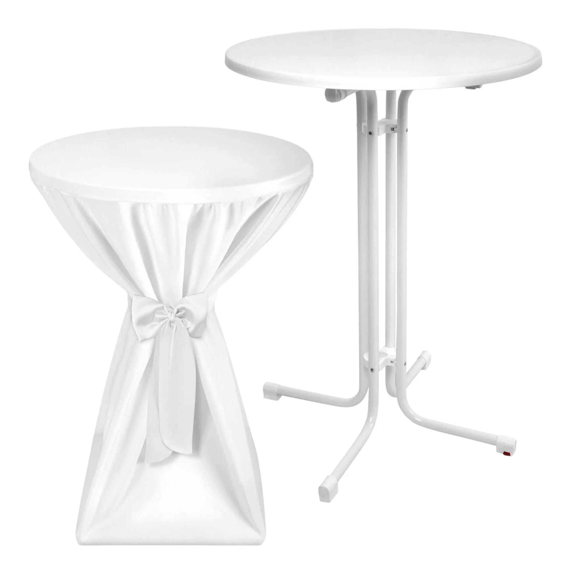 STEHTISCH Sylt Ø 70cm Weiß mit Premium Stehtischhusse Ø 70cm Weiß - Weiß, Textil (70/70/110cm) - Beautissu 