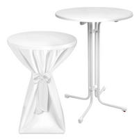 STEHTISCH Sylt Ø 70cm Weiß mit Premium Stehtischhusse Ø 70cm Weiß - Weiß, Textil (70/70/110cm) - Beautissu 