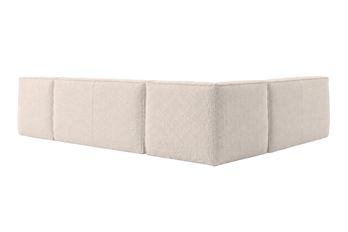 ROHOVÁ SEDAČKA modulární ve tvaru L, plyšová tkanina Pop, Béžová, Levá strana, LAZY L - béžová, dřevo (333/253cm) - Kaiser Möbel