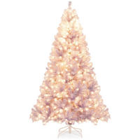WEIHNACHTSBAUM Tannenform mit warmweißen LEDs 225 cm lavendelviolett - Lila, Metall (225cm) - COSTWAY