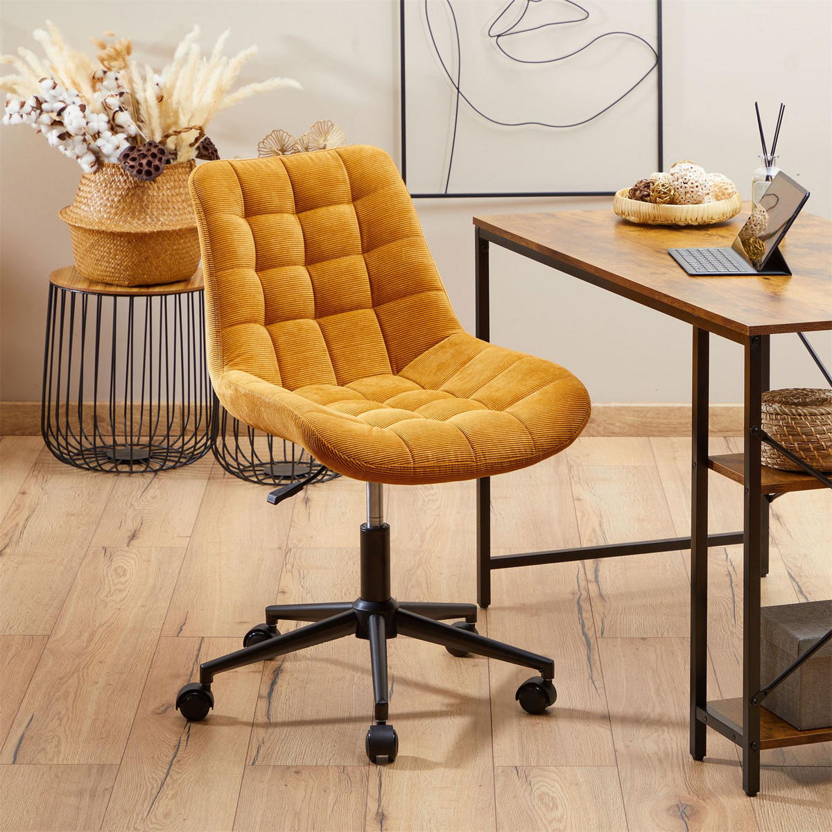 DREHSTUHL VASILO gelb - Gelb, Textil (54/80/61cm) - IDIMEX