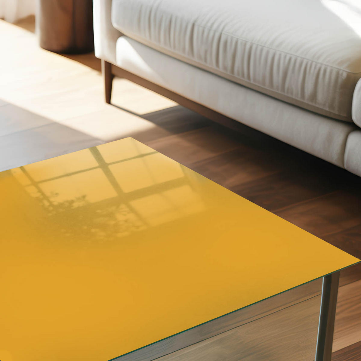 TISCHPLATTE 50x50 cm – Leuchtendes Orange - Beige, Glas (50/50/0.4cm) - Wallfluent
