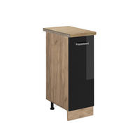 APOTHEKERSCHRANK R-Line Schwarz Hochglanz 30 cm, AP Eiche - Schwarz Hochglanz/Eiche Wotan, Holzwerkstoff (30/81.6/60cm) - Vicco