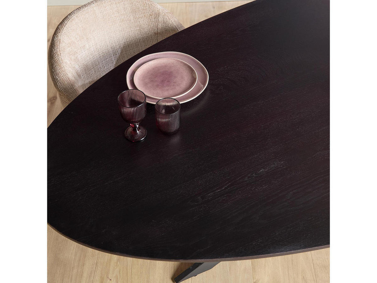 ESSTISCH Ferro Oval 180 cm X 90 cm Schwarz - Schwarz, Holz (90/180/76cm) - Villa Möbel