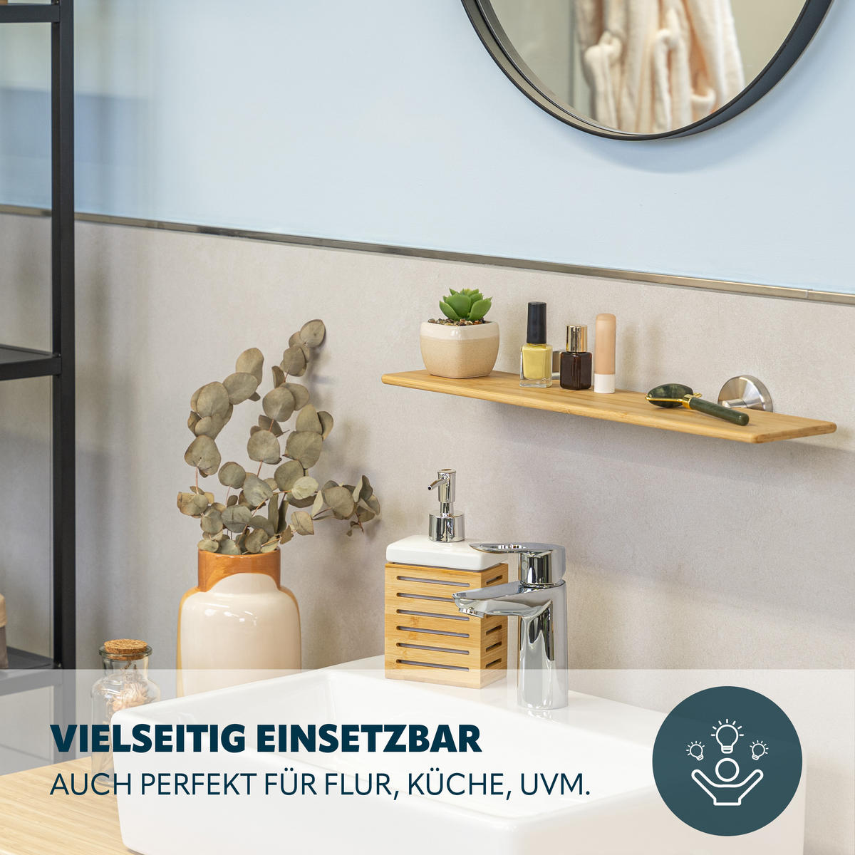 WANDABLAGE PIAZZA, Edelstahl und Bambus - Braun, Holz (35/6/25cm) - bremermann